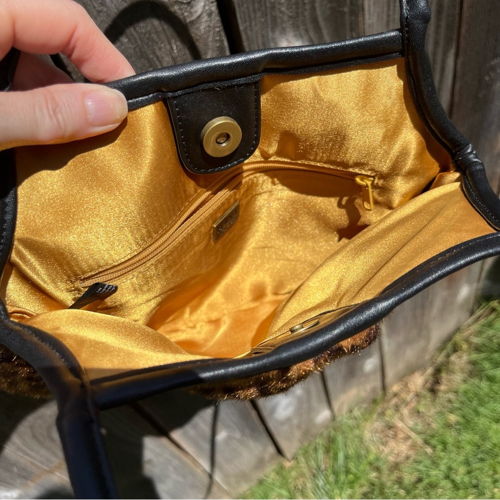 Maxx New York leopard print faux fur small handbag purse - Picture 5 of 10